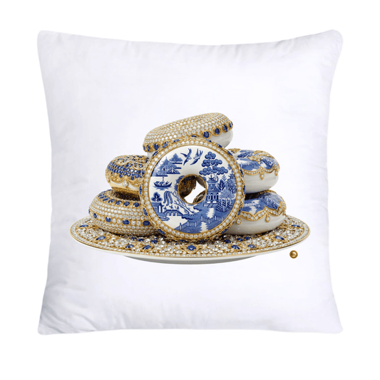 Blue and White Willow Cute Donut Pillow Covers-5341