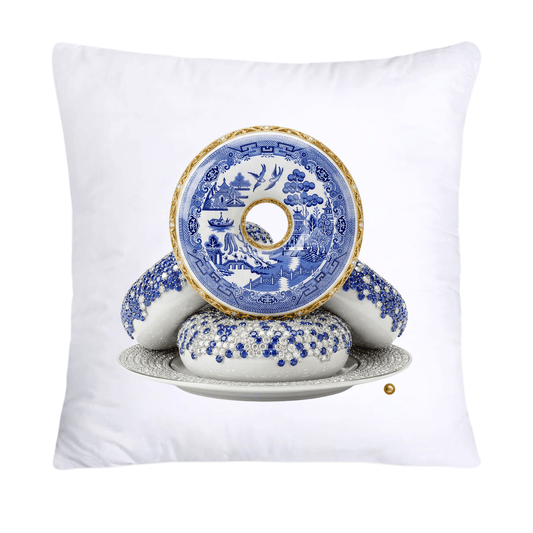Blue and White Willow Cute Donut Pillow Covers-5344