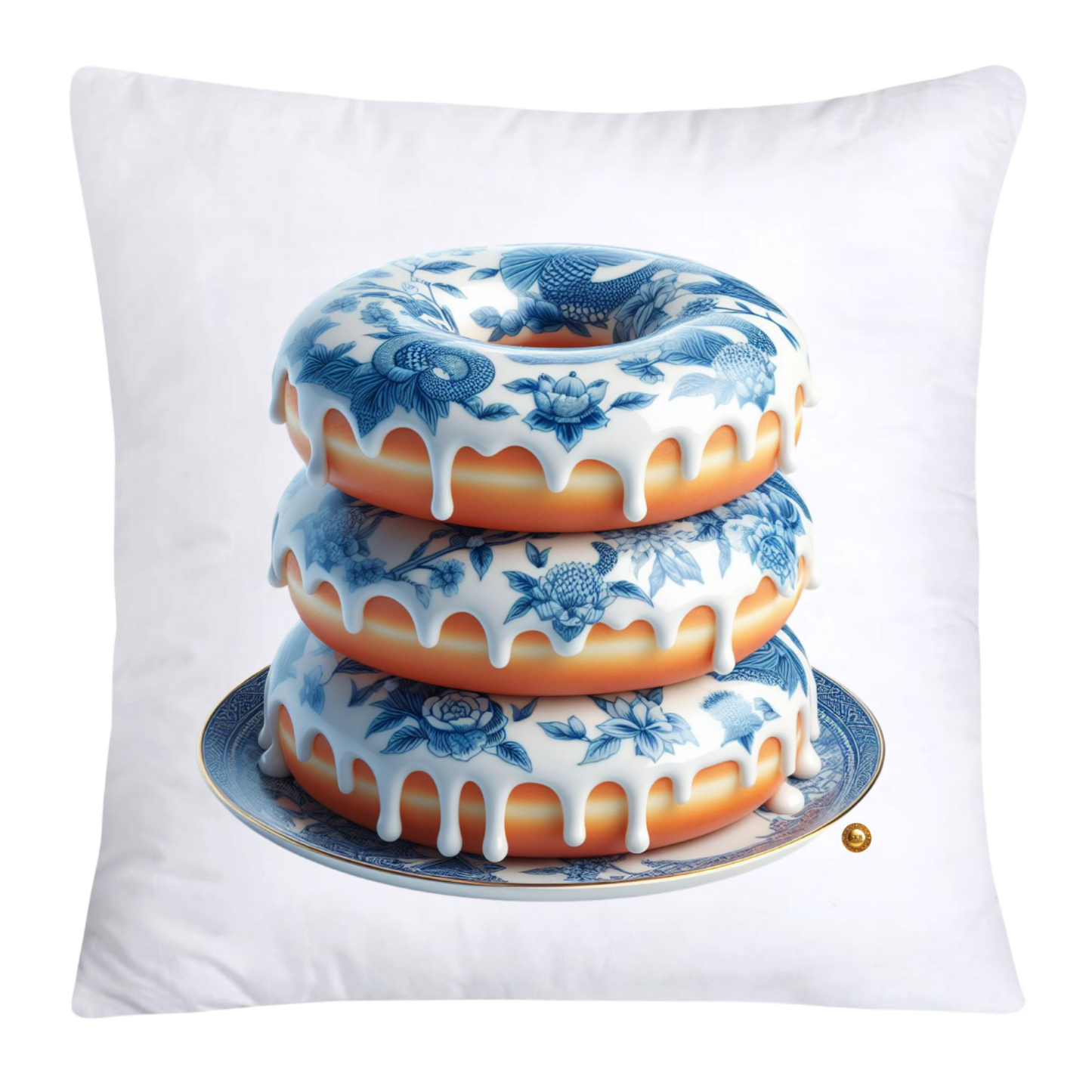 Blue Willow Whimsical Donut Throw Pillow Covers 18X18-4446