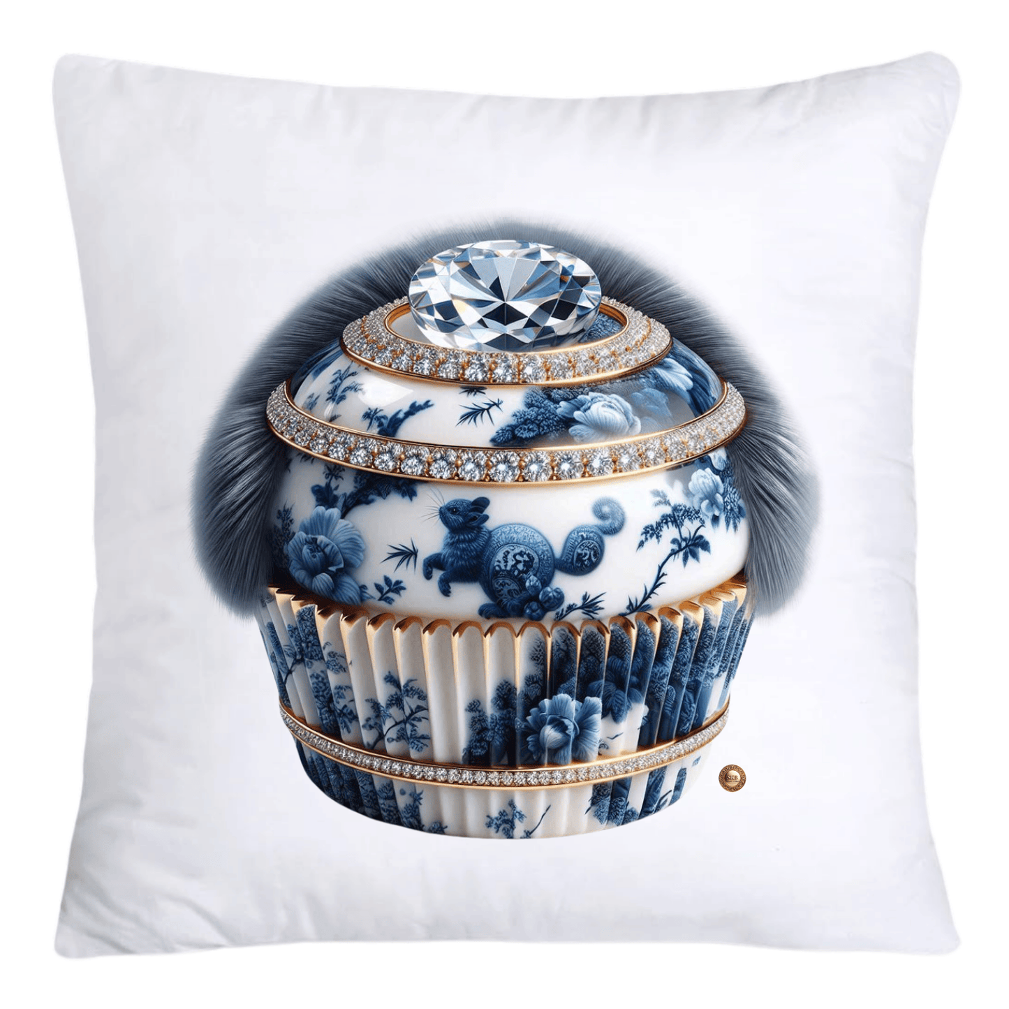 Blue Willow Chinoiserie Cupcake Throw Pillow Covers 18X18-4689
