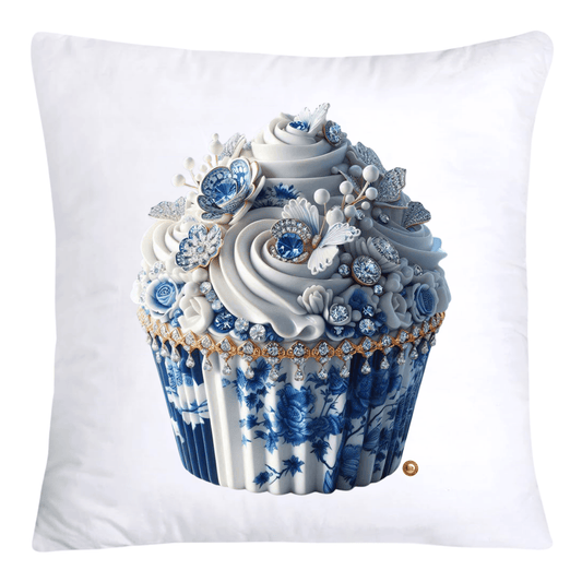 18X18 Blue Willow Chinoiserie Whimsical Cupcake Throw Pillow Covers-771