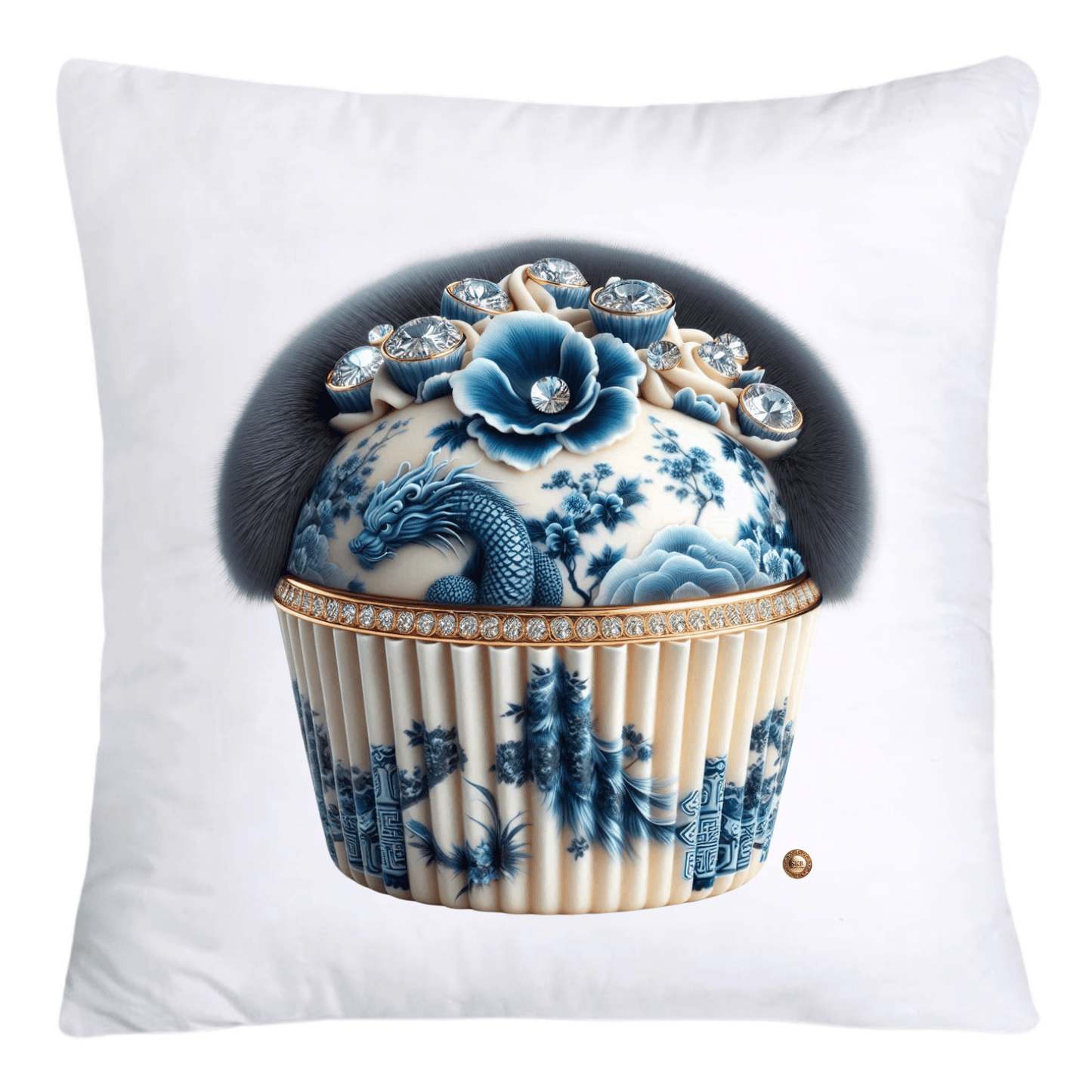 Blue Willow Chinoiserie Cupcake Throw Pillow Covers 18X18-4683