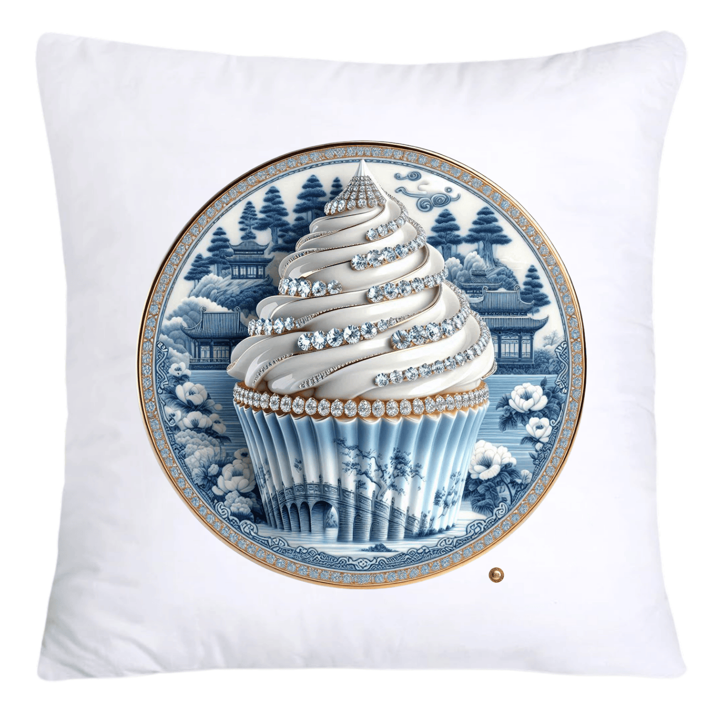 Blue Willow 18x18 Chinoiserie Cupcake Throw Pillow Covers-4975