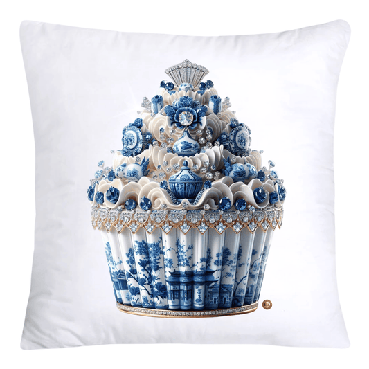 18X18 Blue Willow Chinoiserie Whimsical Cupcake Throw Pillow Covers-767