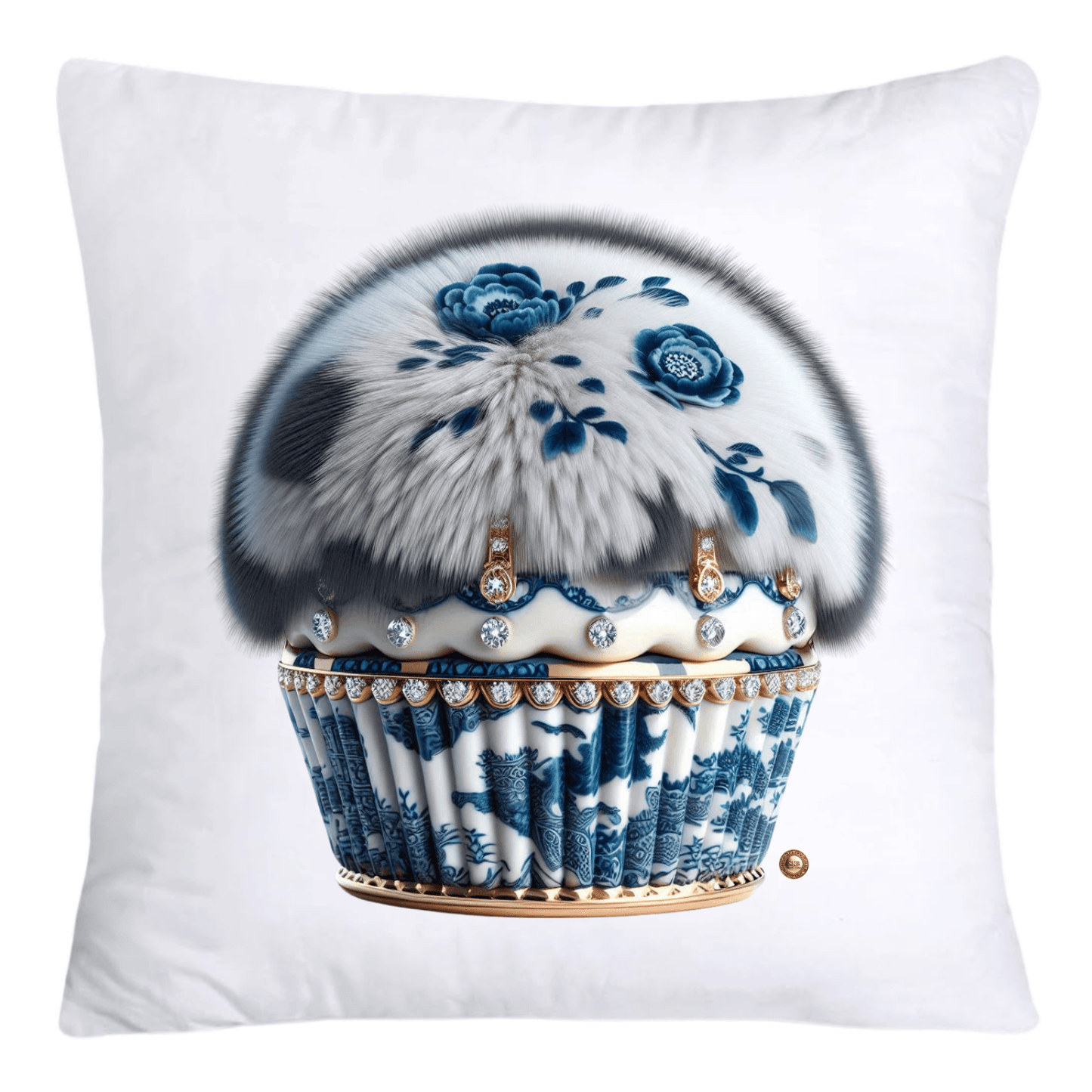 Blue Willow Chinoiserie Cupcake Throw Pillow Covers 18X18-4687