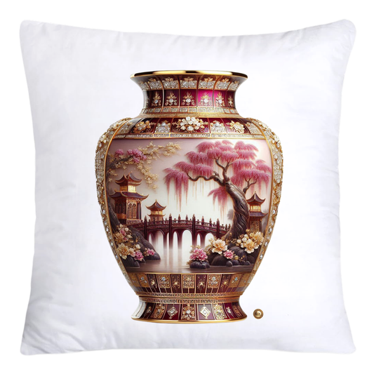 Pink and Gold Willow Chinoiserie Vase Throw Pillow Covers-5865