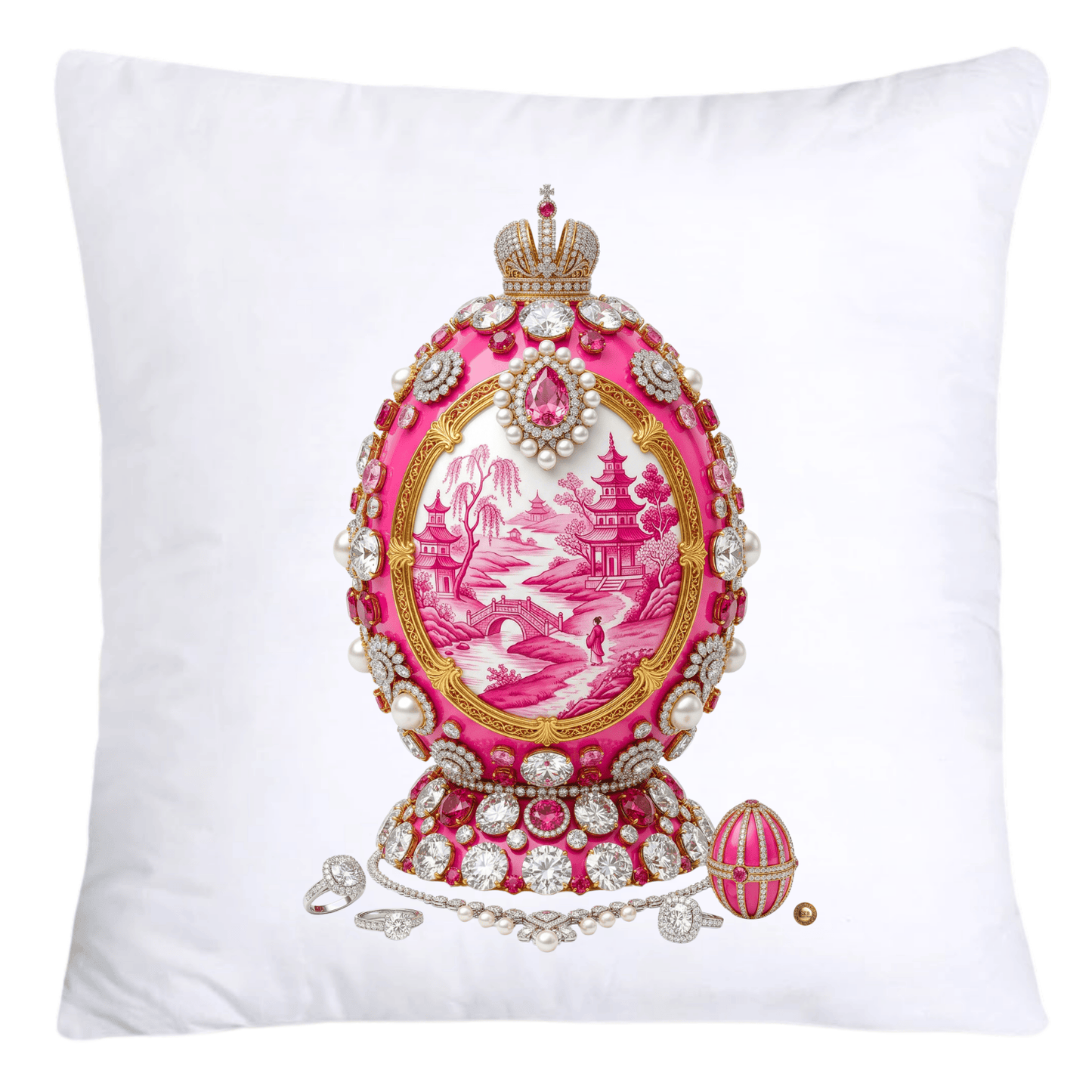 Pink Willow 18x18 Chinoiserie Egg Pillow Covers-4558