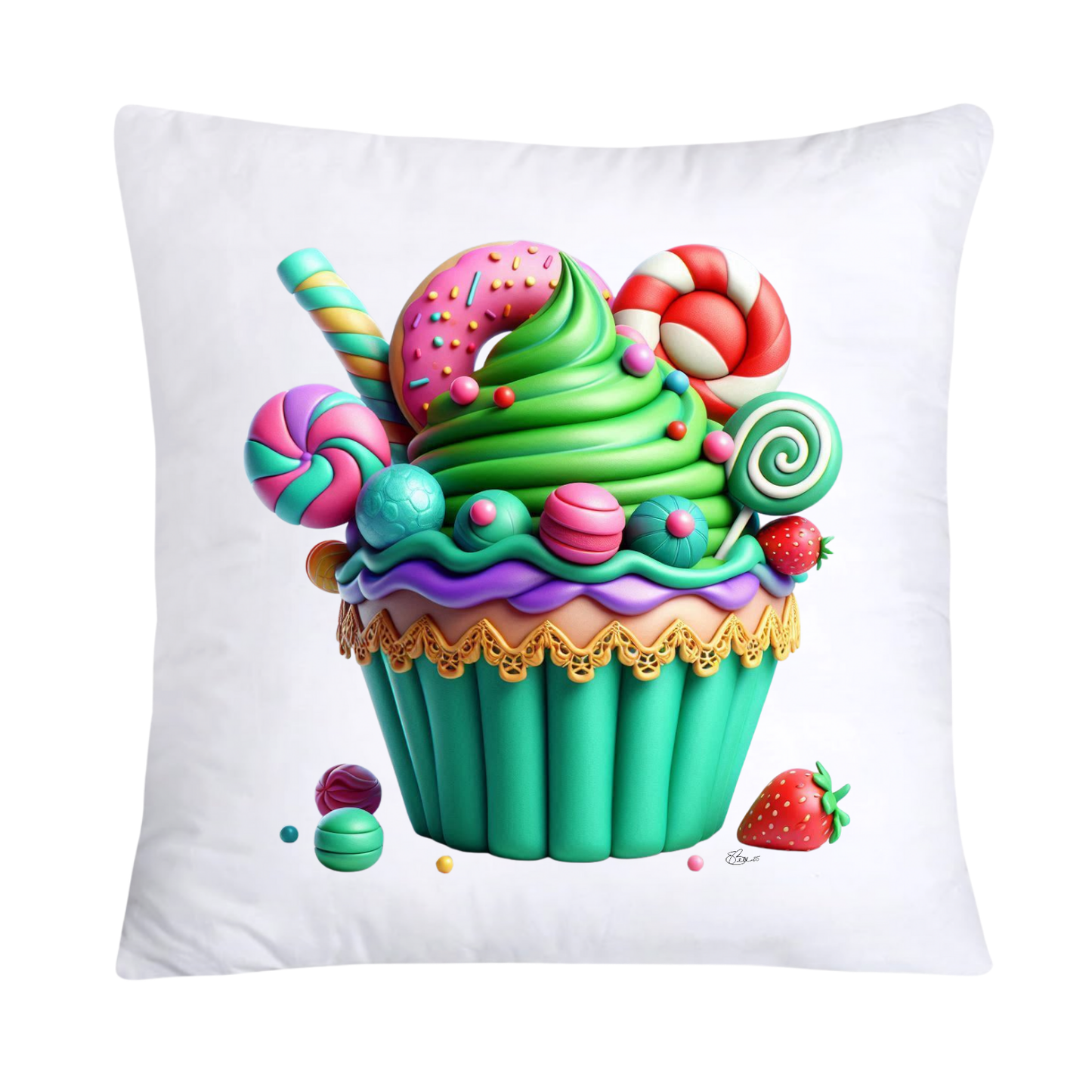 18x18 Pastel Cupcakes Donuts and Candy Pillow Covers-1460