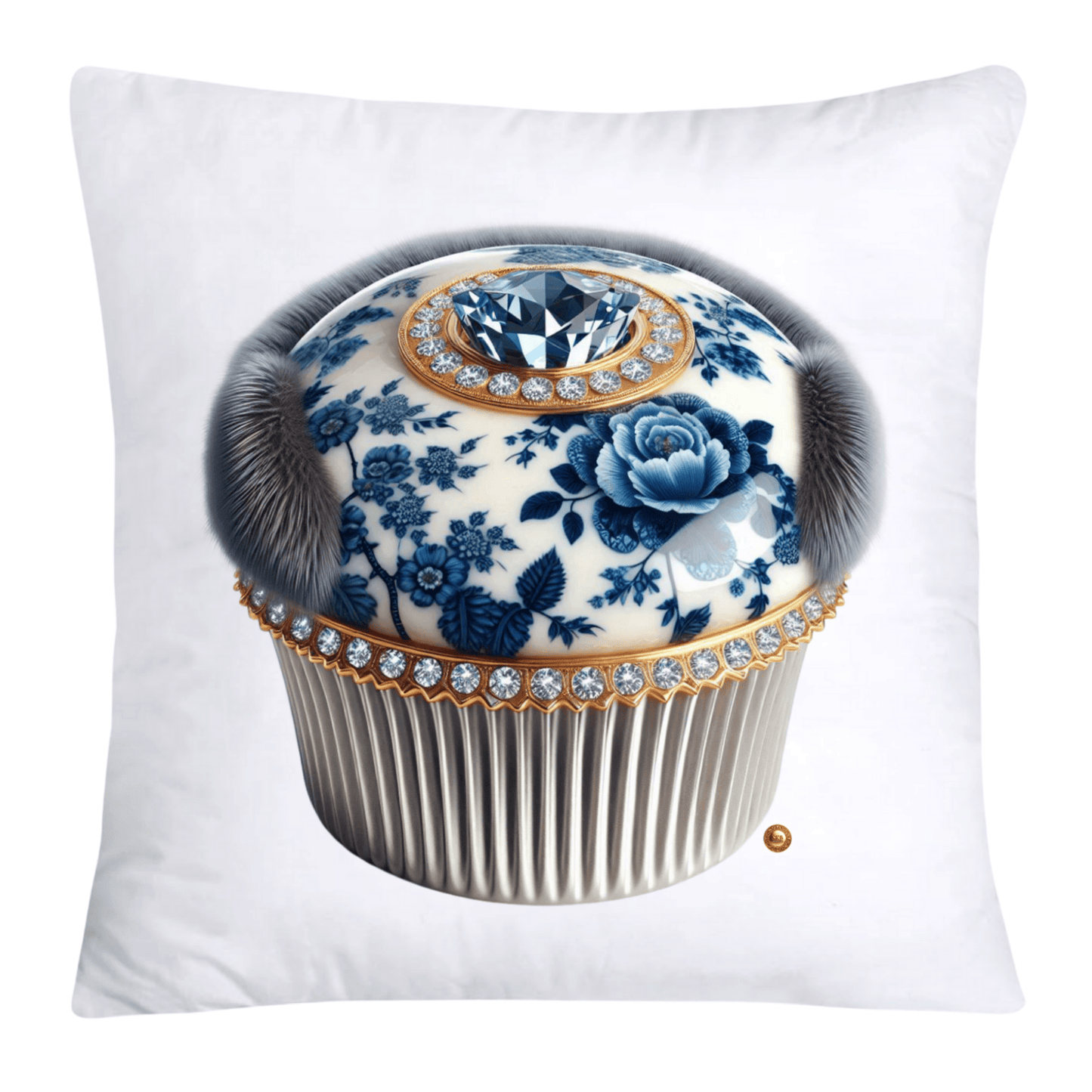 Blue Willow Chinoiserie Cupcake Throw Pillow Covers 18X18-4842