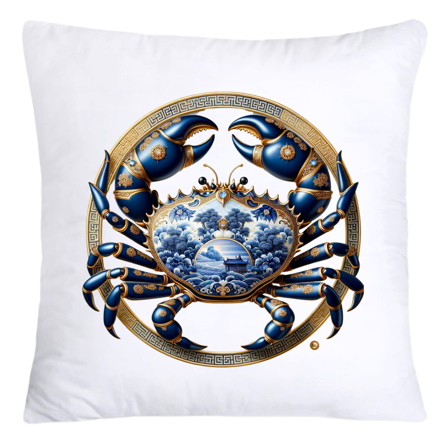 Blue Willow Stunning Crab Pillow Covers-5597