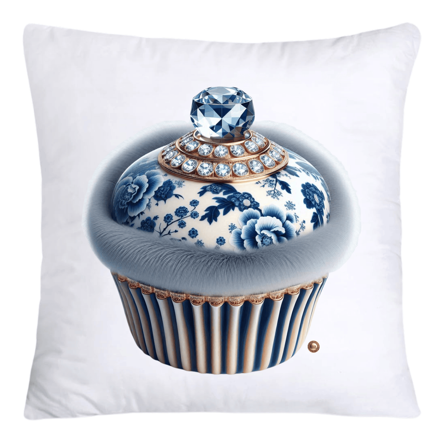 Blue Willow Chinoiserie Cupcake Throw Pillow Covers 18X18-4665