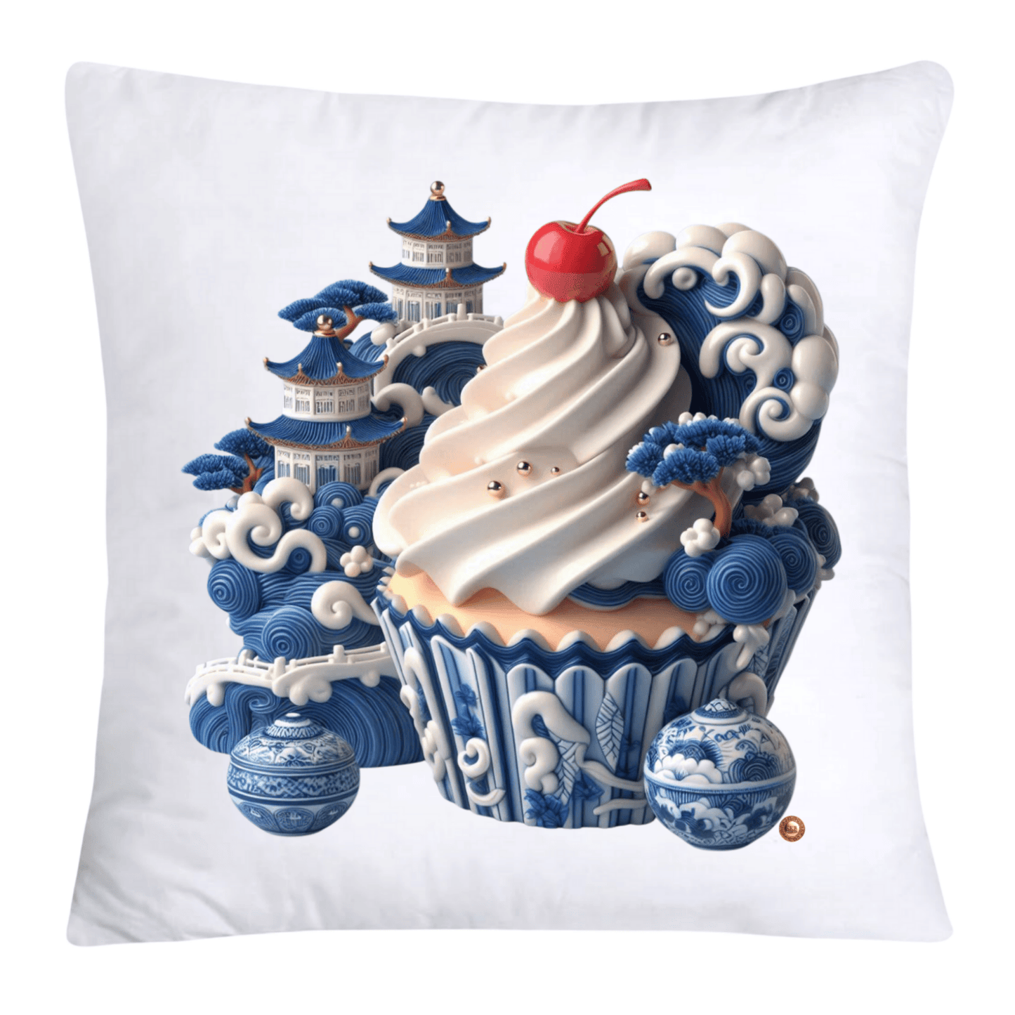 Blue Willow 18x18 Chinoiserie Cupcake Throw Pillow Covers-5004