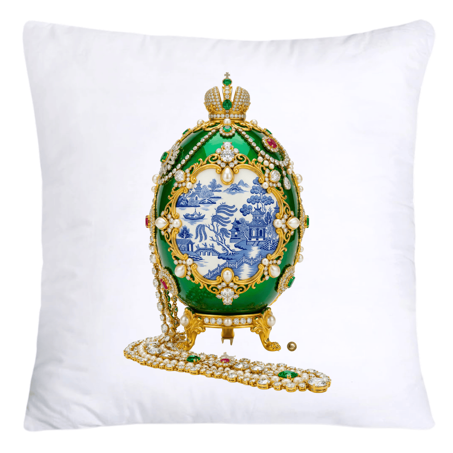 Blue and Green Willow Egg Pillow Covers 18x18-4484