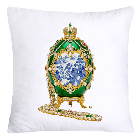 Blue and Green Willow Egg Pillow Covers 18x18-4484