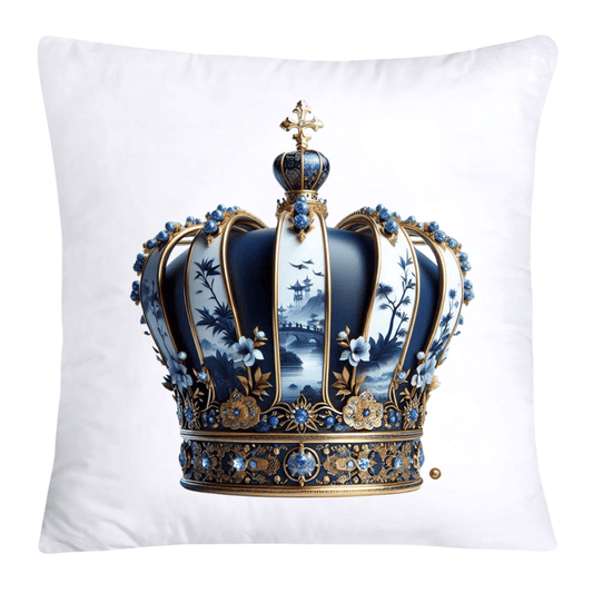 Blue Willow Royal King/Queen Crown Pillow Covers-4856