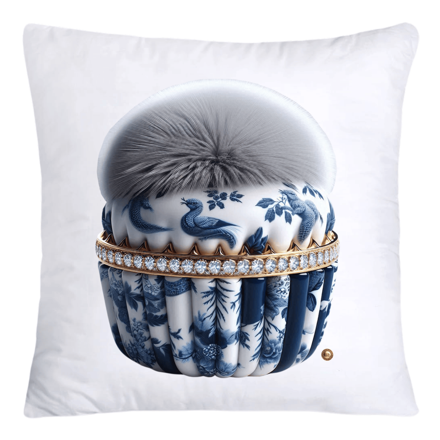 Blue Willow Chinoiserie Cupcake Throw Pillow Covers 18X18-4692