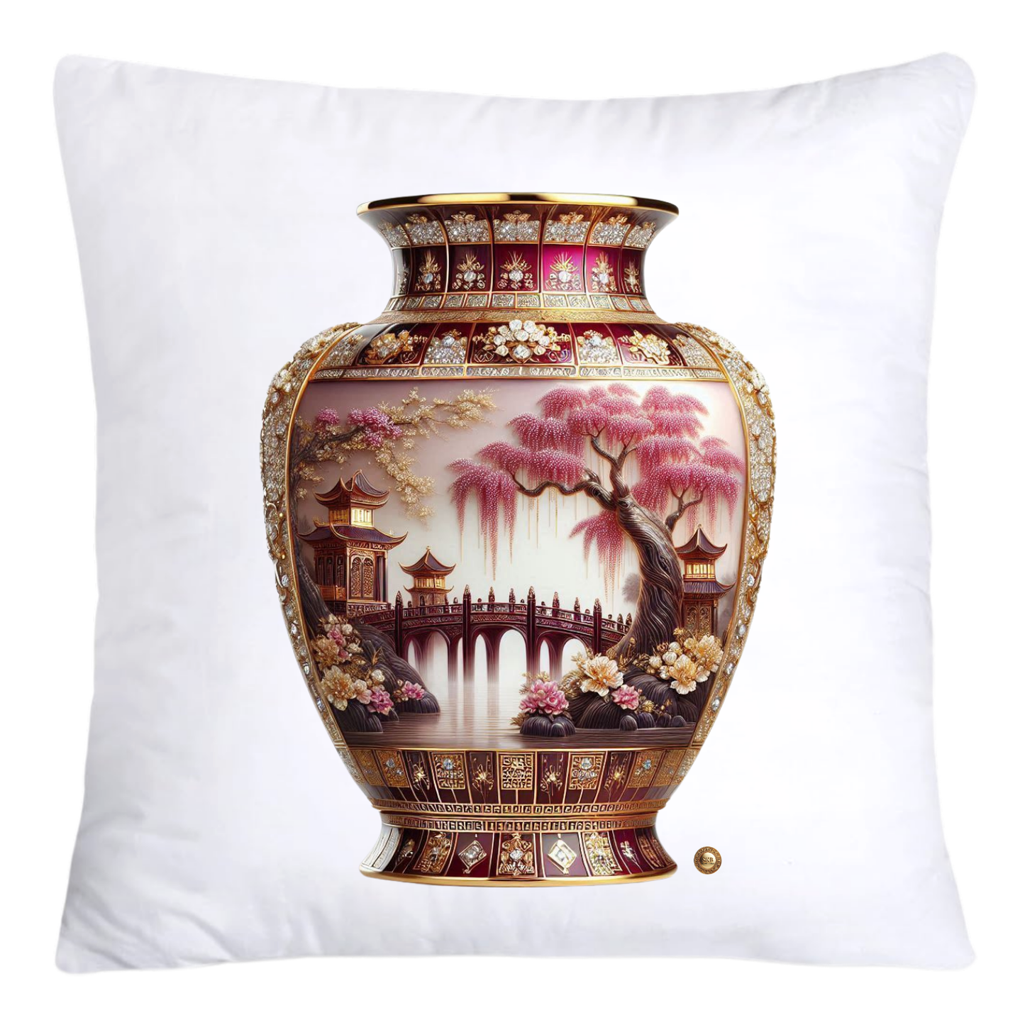 Pink Willow Chinoiserie Vase Pillow Covers 18x18-4280