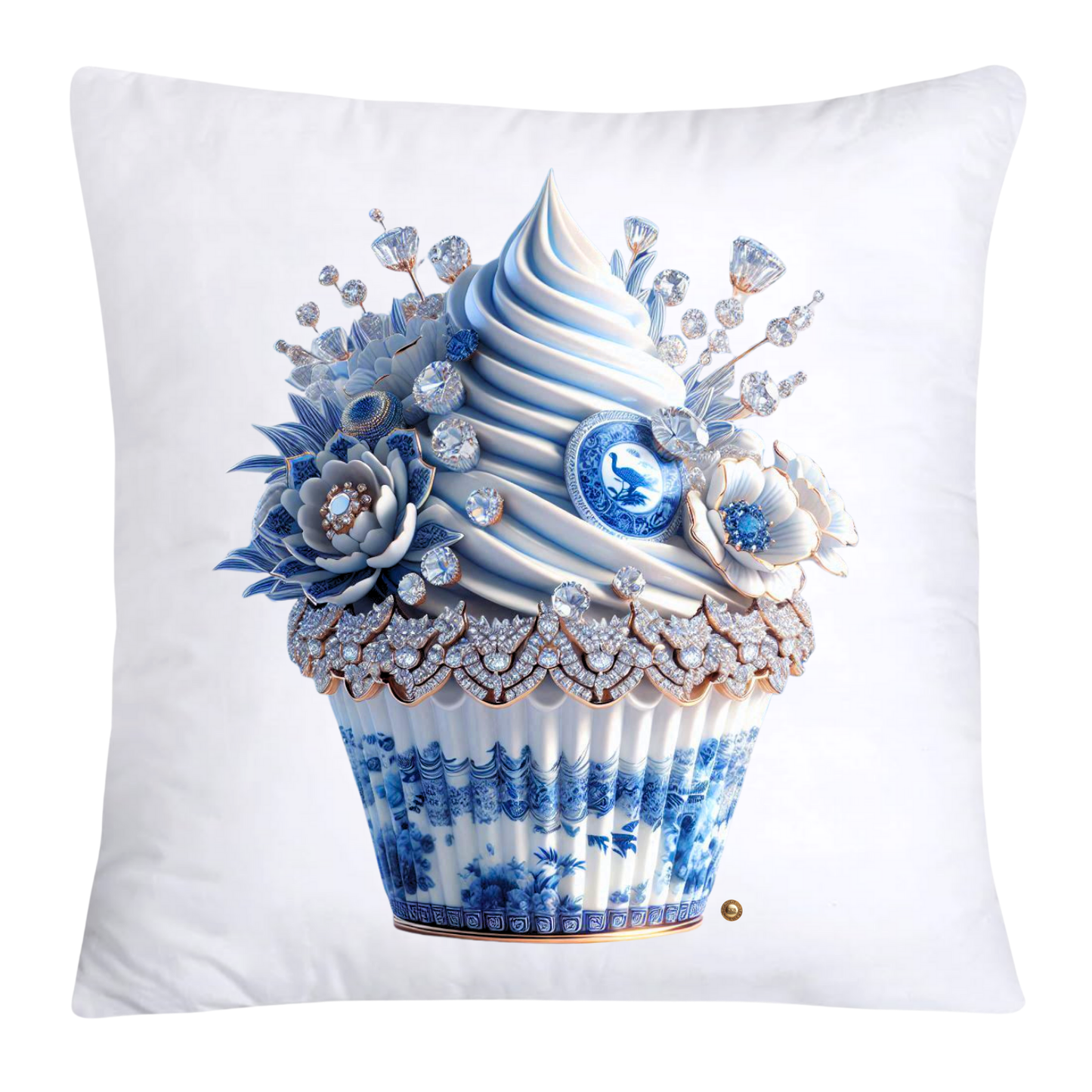 Blue Willow Chinoiserie Cupcake Throw Pillow Covers 18X18-3559