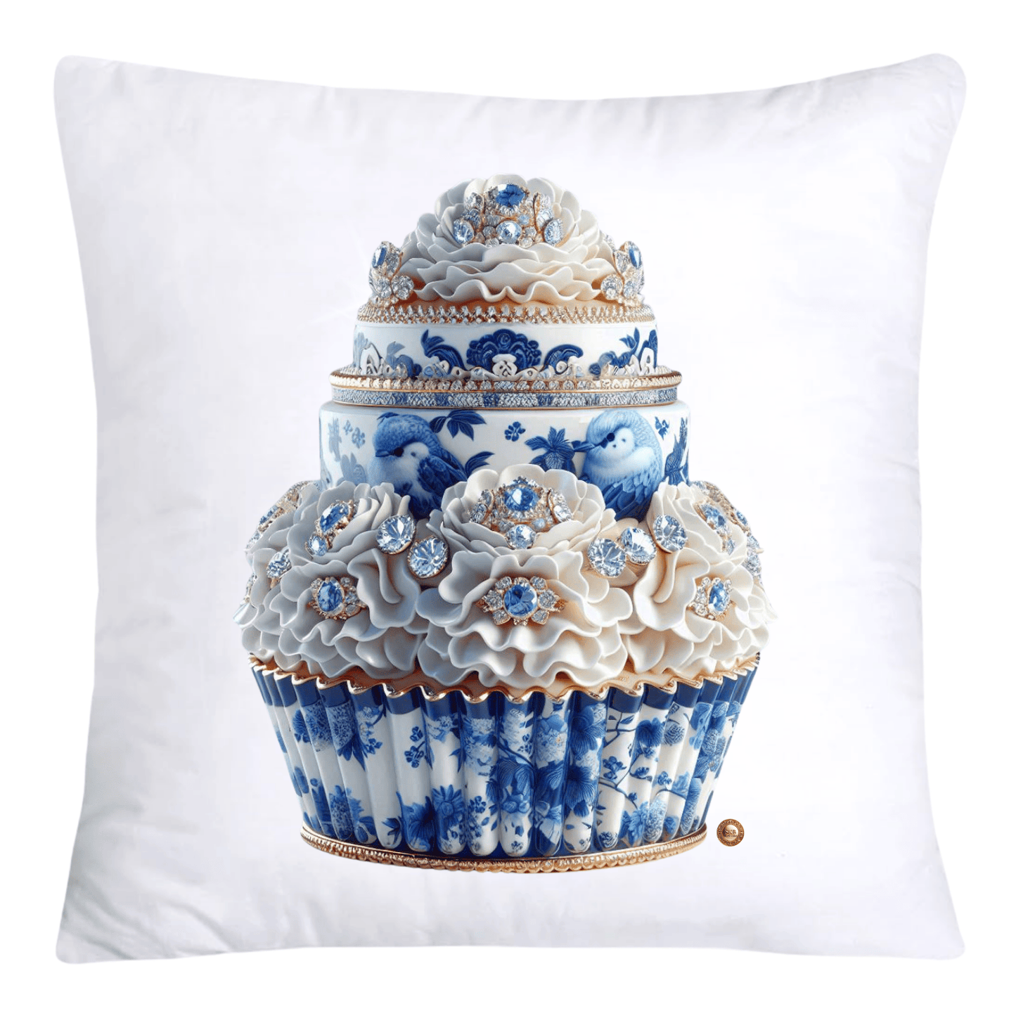 18X18 Blue Willow Chinoiserie Whimsical Cupcake Throw Pillow Covers-772