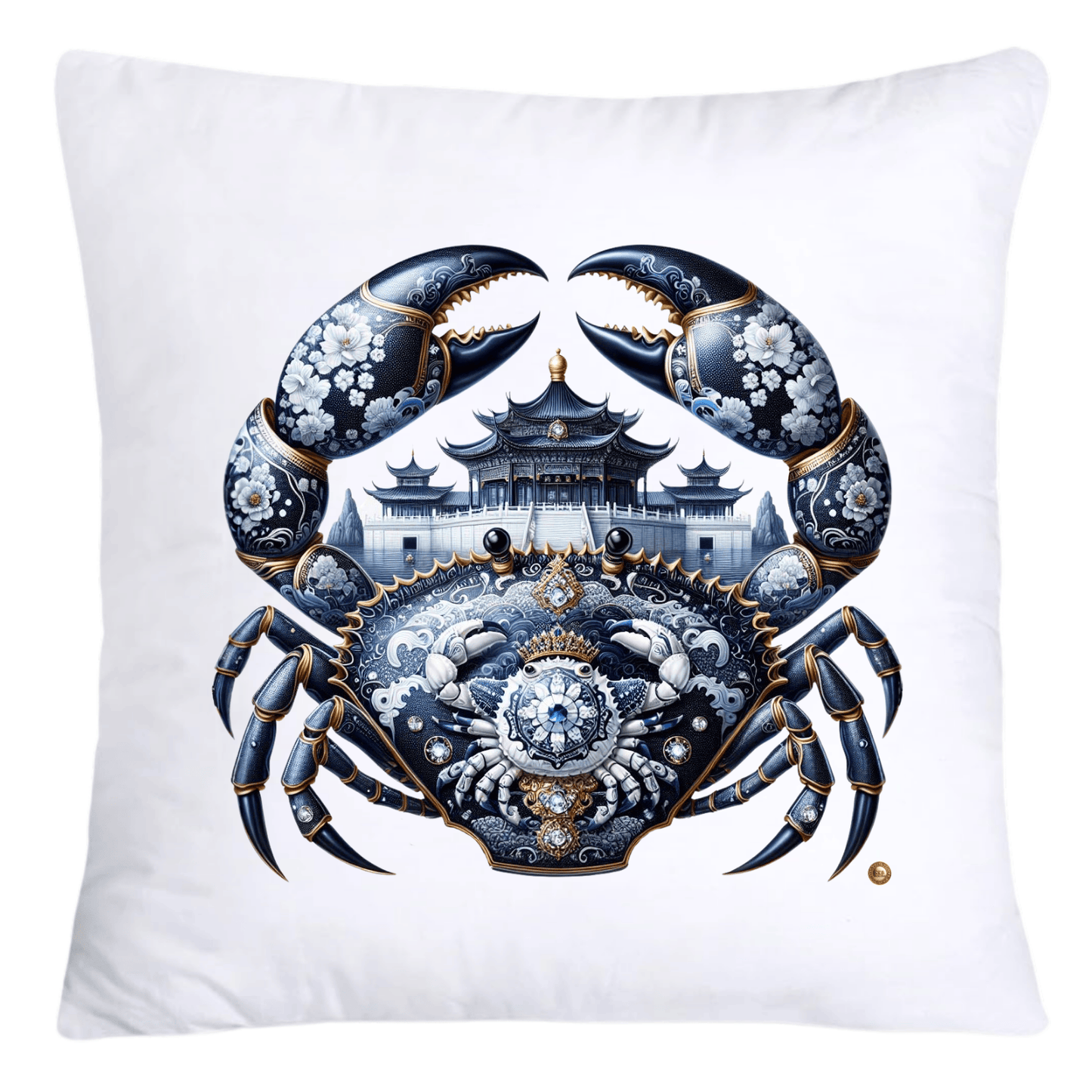 Blue Willow Stunning Crab Pillow Covers-5590