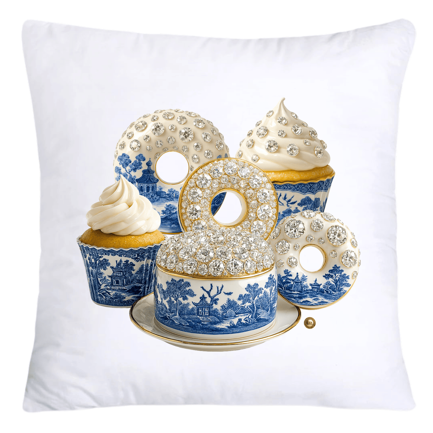 Sparkling Blue Willow Sweet Desserts Pillow Covers 18x18-5354