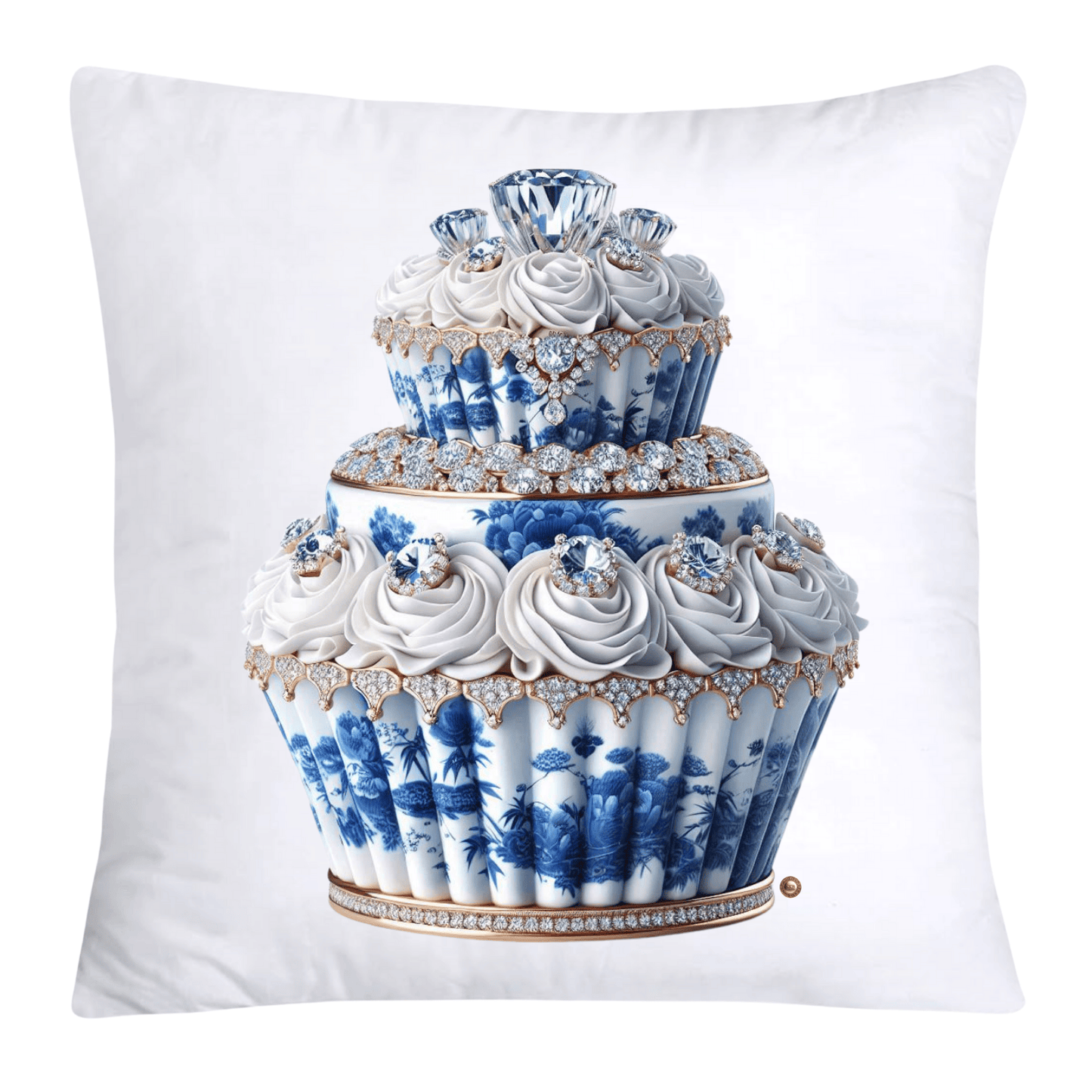Blue Willow Chinoiserie Cupcake Throw Pillow Covers 18X18-3537