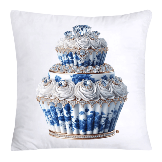 Blue Willow Chinoiserie Cupcake Throw Pillow Covers 18X18-3537