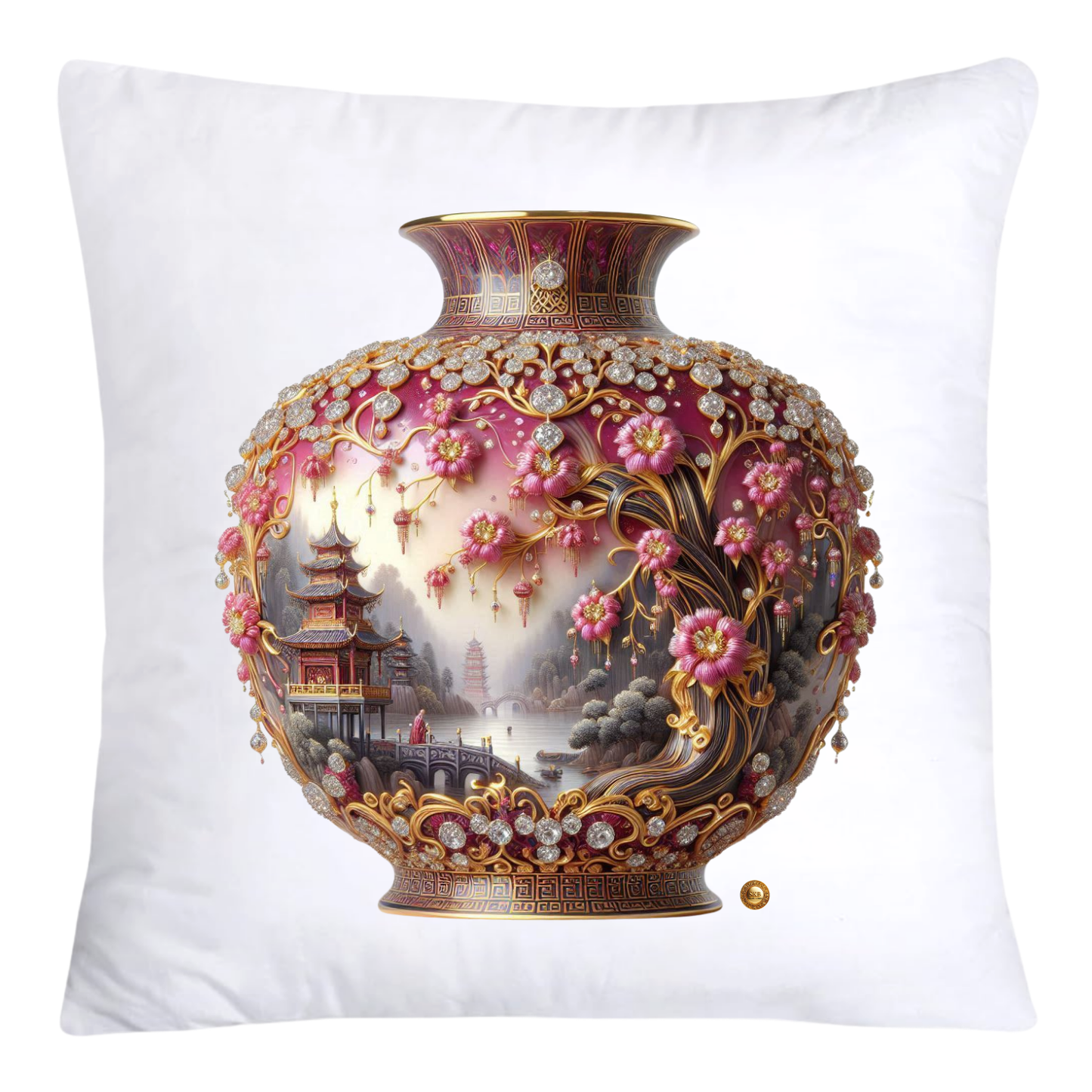 Pink Willow Chinoiserie Vase Pillow Covers 18x18-4270