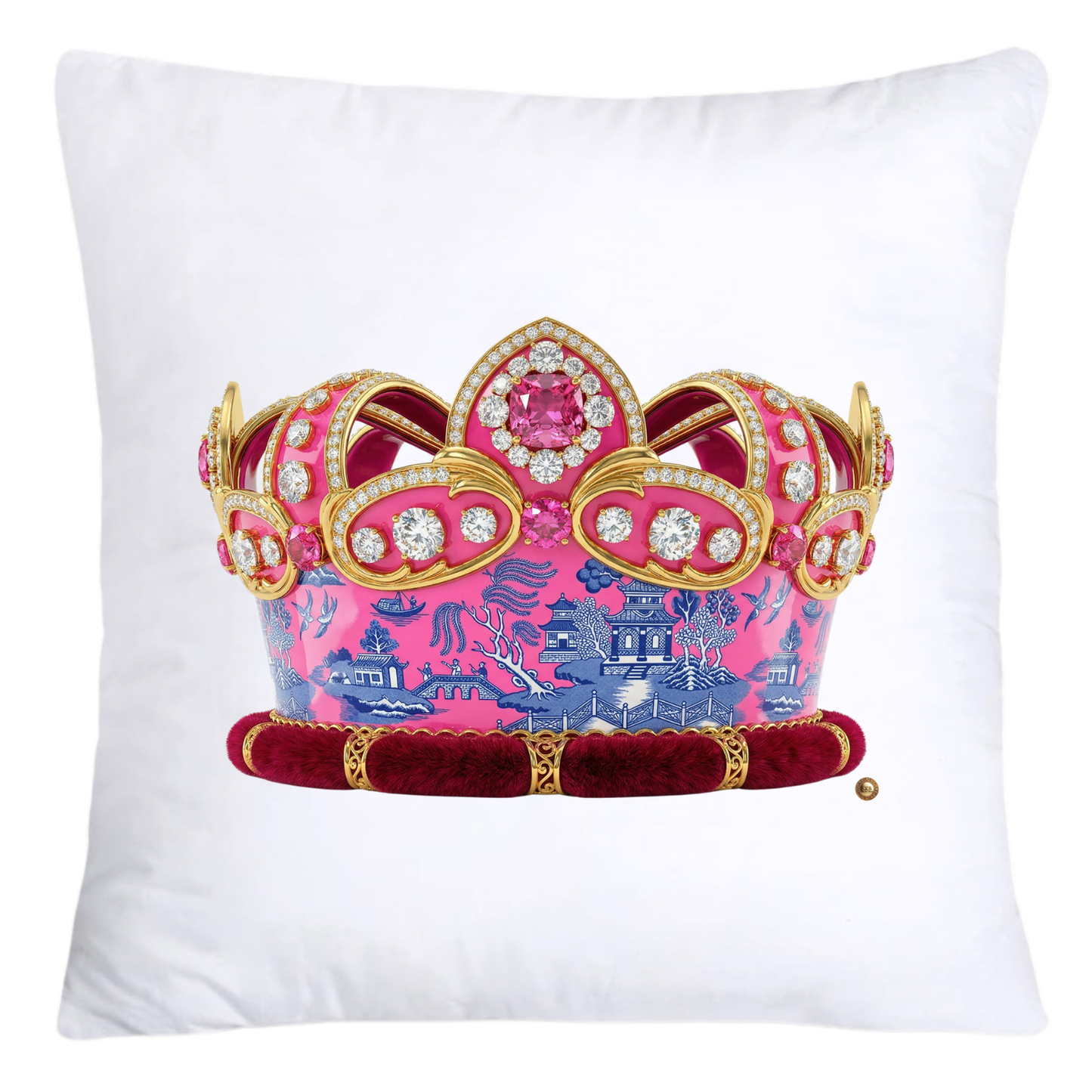 Pink Willow Royal King/Queen Crown Pillow Covers-4383