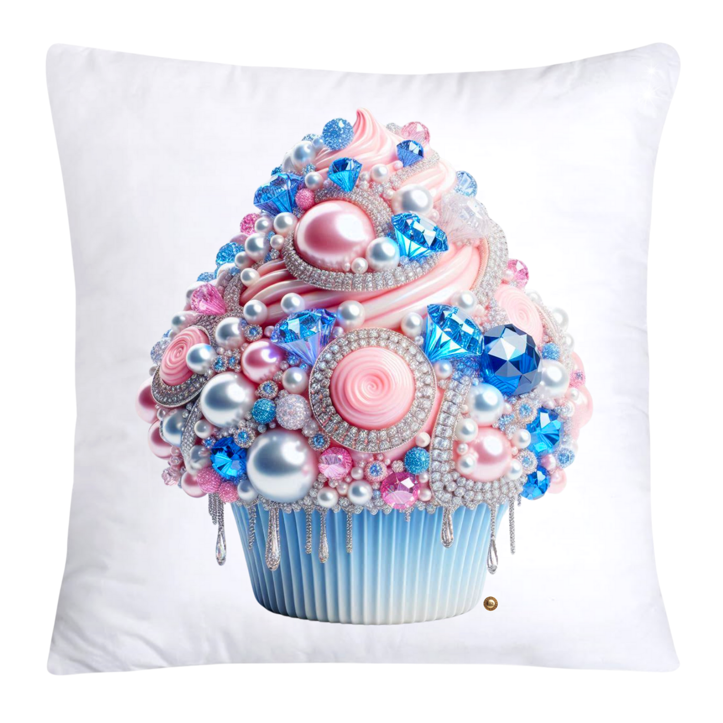 Cotton Candy Pink and Blue Cupcake Pillow Covers-3278