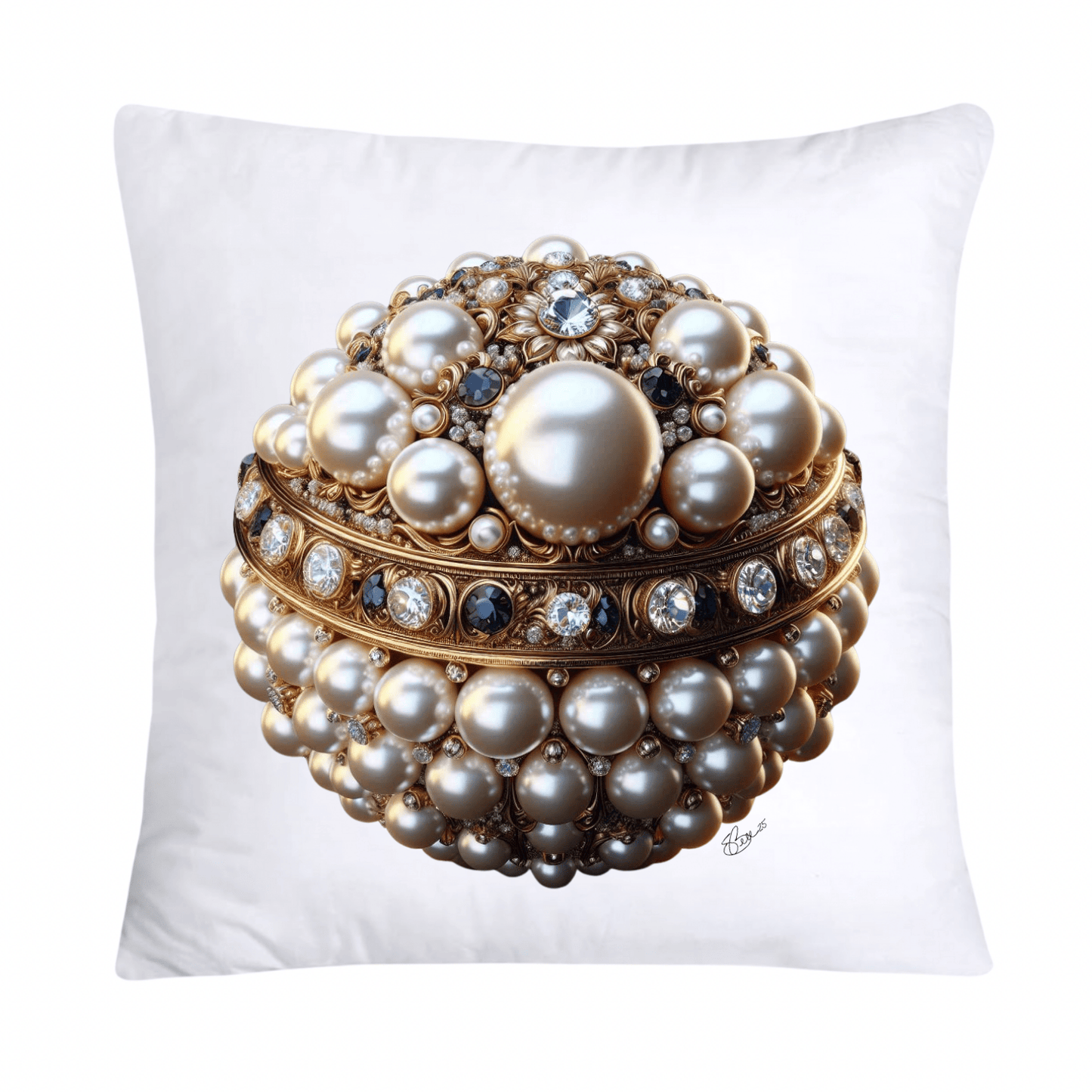 Beautiful Gold, Pearl and Diamond Orb/Ball 18x18 Pillow Covers-5717