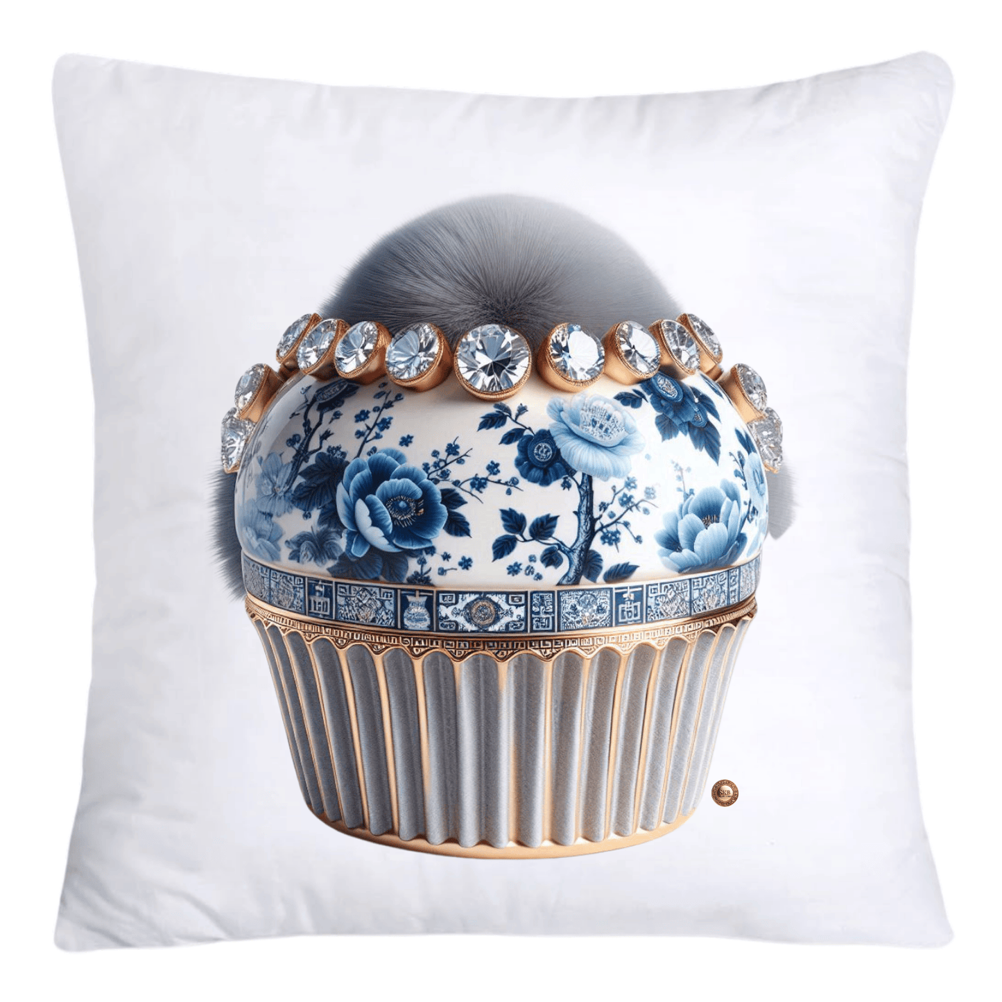 Blue Willow Chinoiserie Cupcake Throw Pillow Covers 18X18-4664