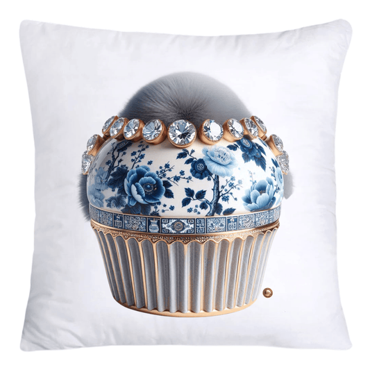 Blue Willow Chinoiserie Cupcake Throw Pillow Covers 18X18-4664