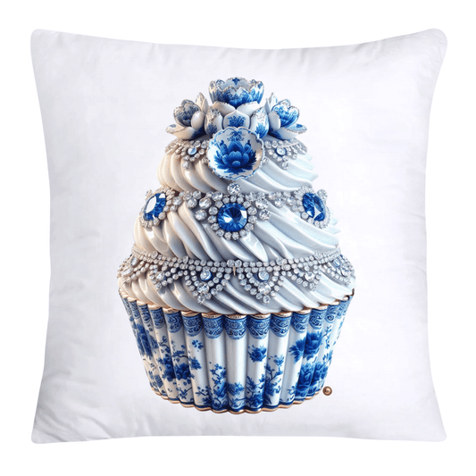 Blue Willow Chinoiserie Cupcake Throw Pillow Covers 18X18-3548