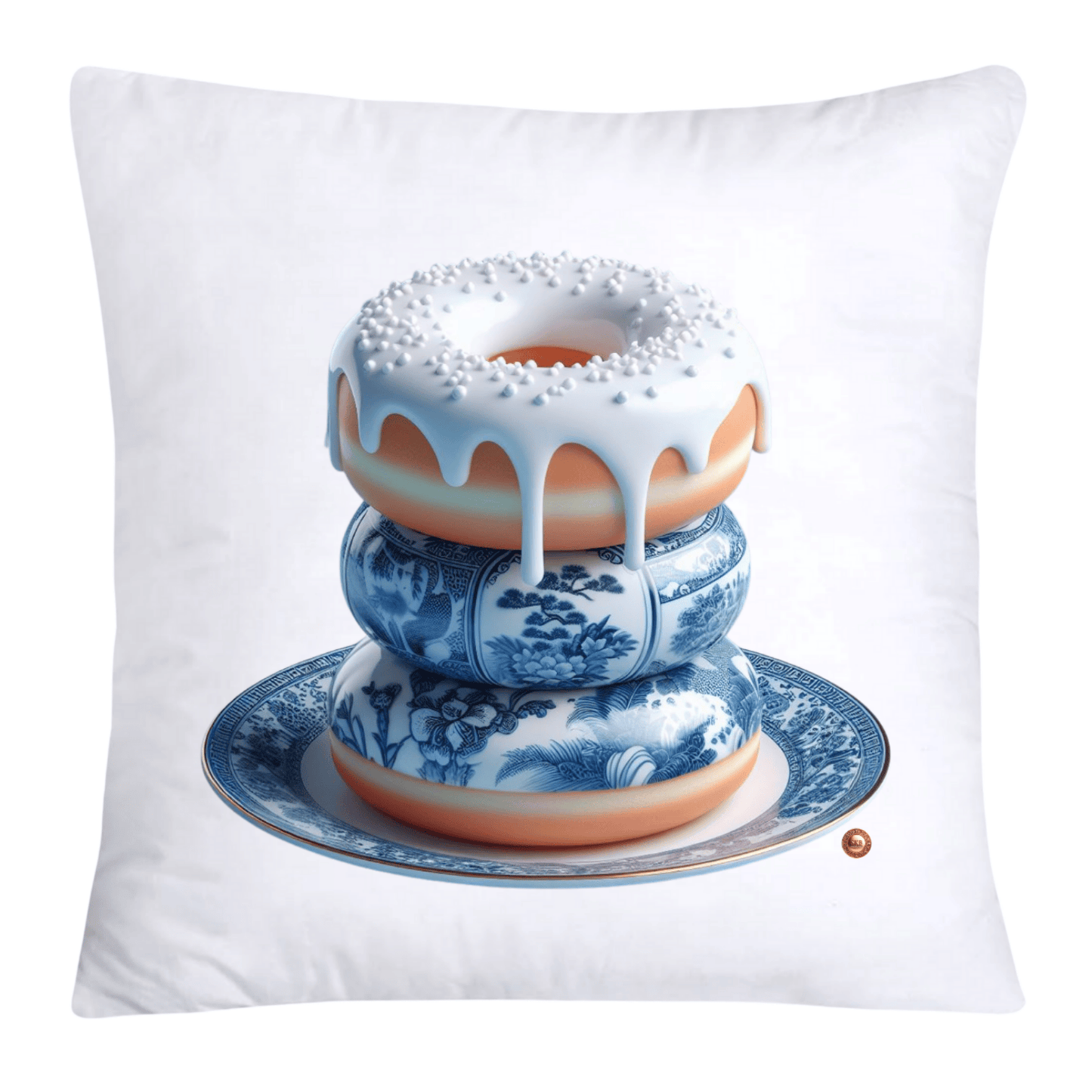Blue Willow Whimsical Donut Throw Pillow Covers 18X18-4431