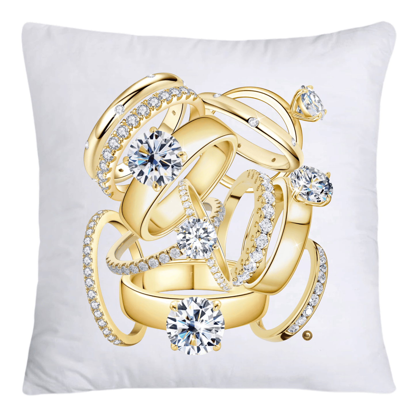 Sparkling Diamond Gold Engagement Wedding Rings Throw Pillow Covers-4751