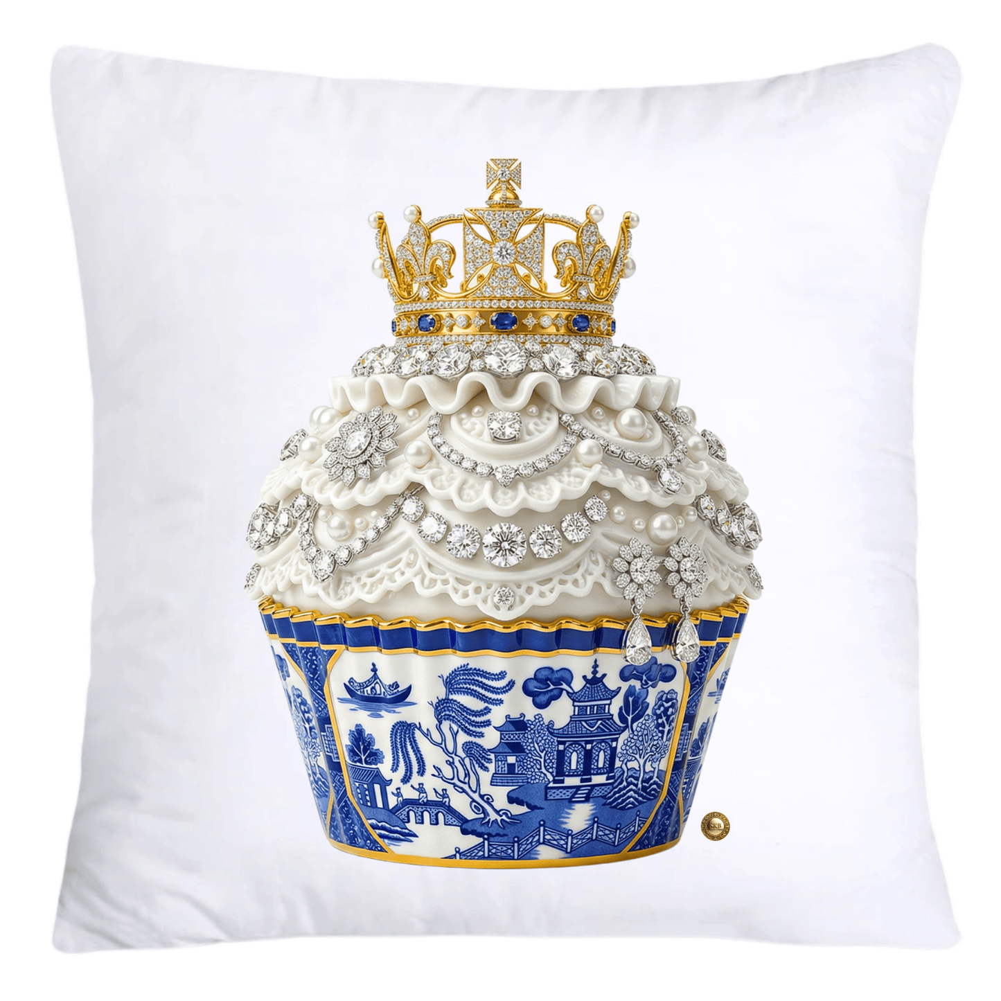 Blue Willow 18x18 Chinoiserie Cupcake Throw Pillow Covers-4547