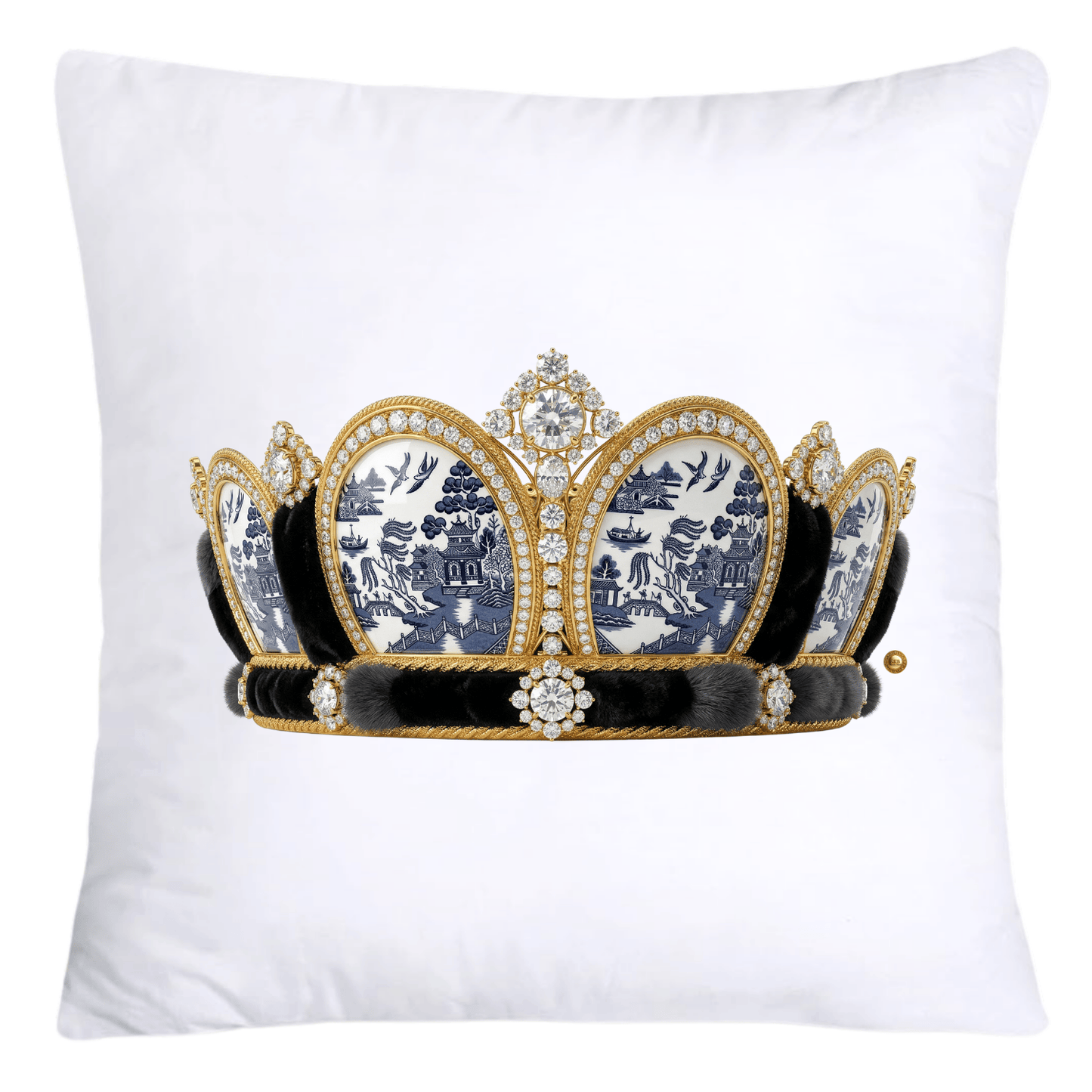 Blue Willow King/Queen Royal Crown Pillow Covers 18x18-4562