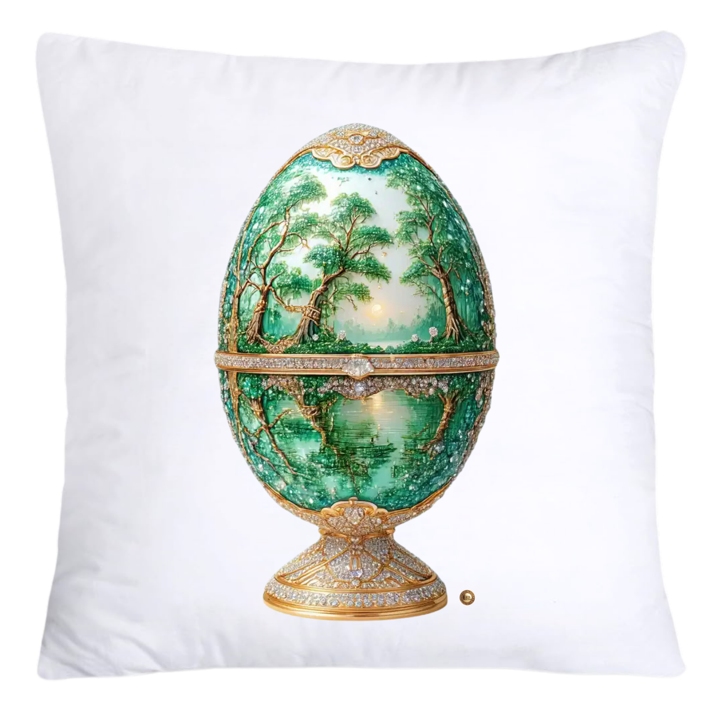 Stunning Gold and Green Willow Inspired Faberge Egg Pillow Covers-4582