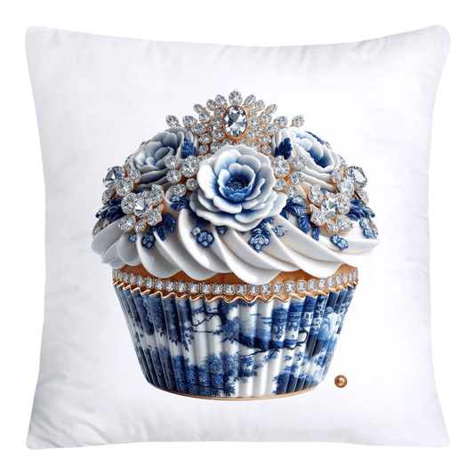18X18 Blue Willow Chinoiserie Whimsical Cupcake Throw Pillow Covers-775