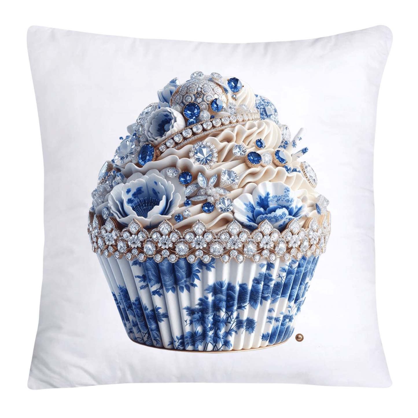 Blue Willow Chinoiserie Cupcake Throw Pillow Covers 18X18-3530