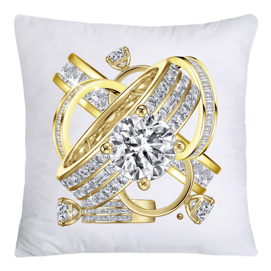 Sparkling Diamond Gold Engagement Wedding Rings Throw Pillow Covers-4243