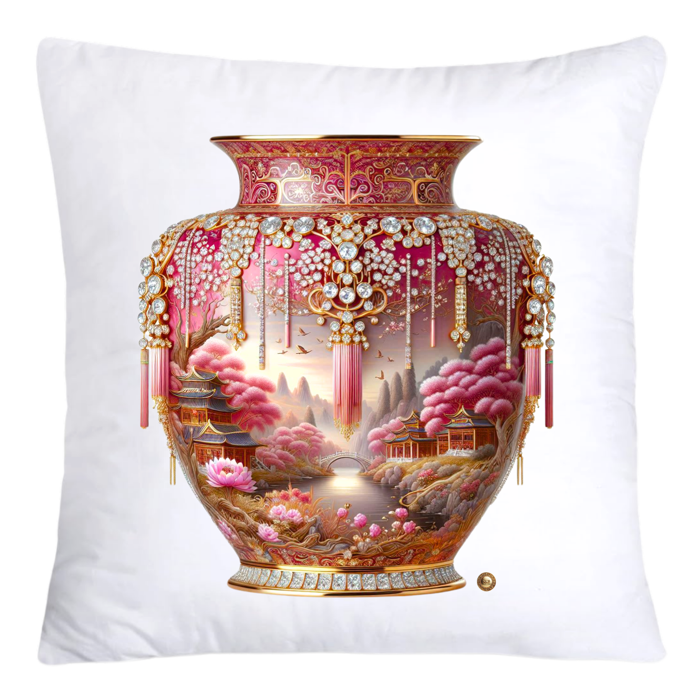 Pink Willow Chinoiserie Vase Pillow Covers 18x18-4293