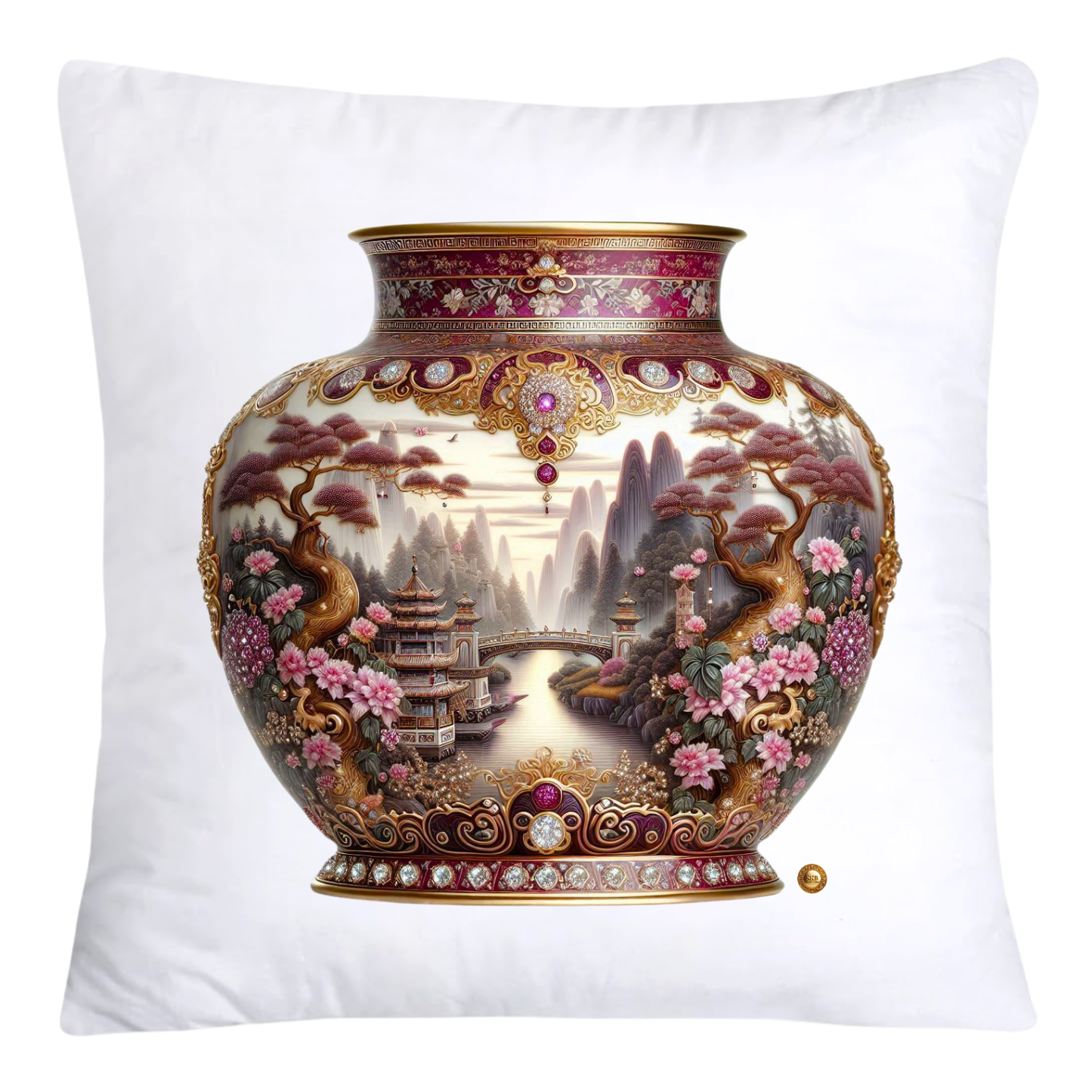 Pink Willow Chinoiserie Vase Pillow Covers 18x18-4271