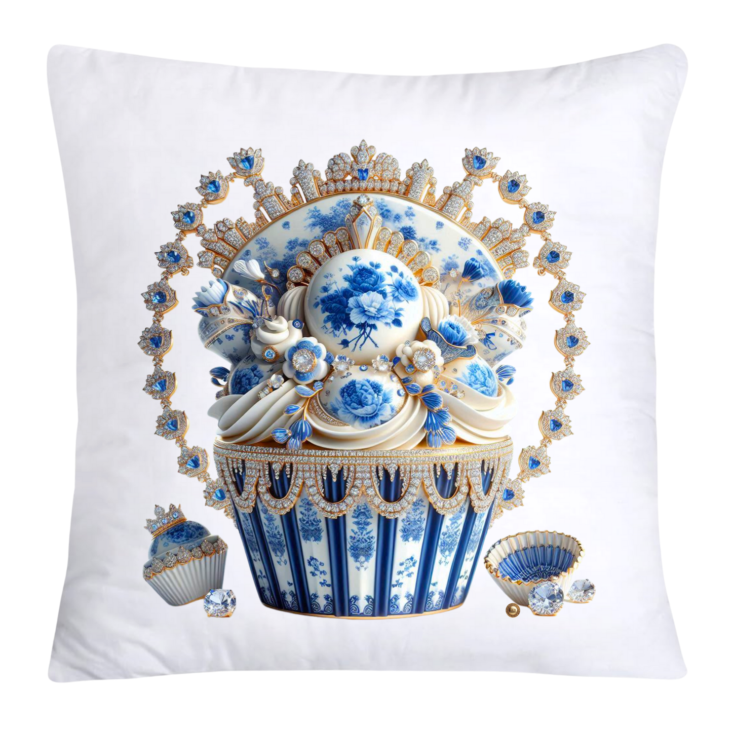 Blue Willow 18x18 Chinoiserie Cupcake Throw Pillow Covers-3803