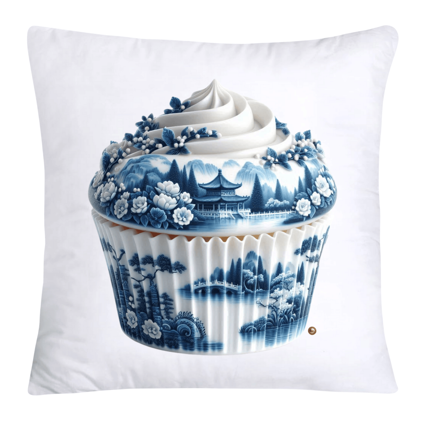 Blue Willow Chinoiserie Cupcake Throw Pillow Covers 18X18-3564