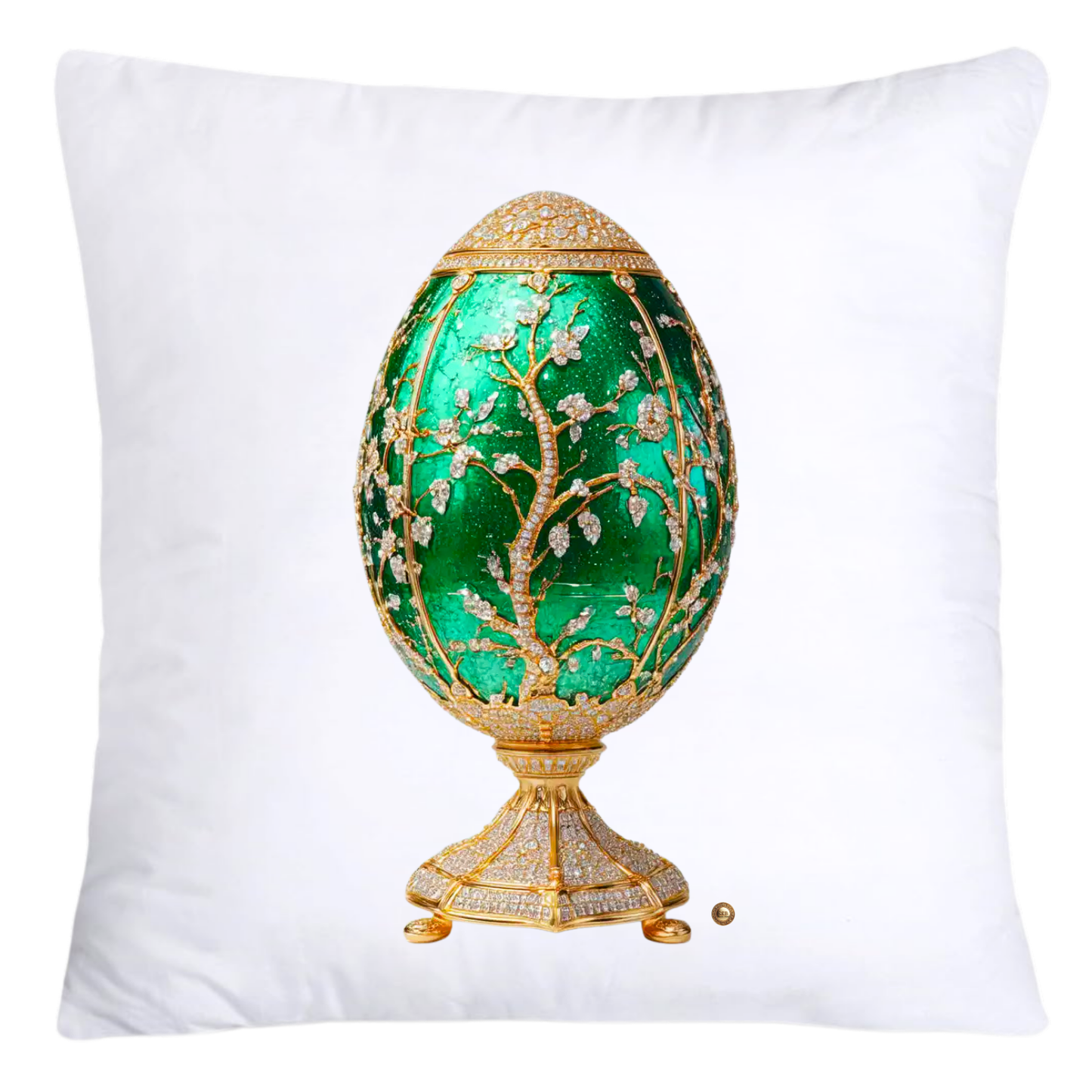 Stunning Gold and Iridescent Green Inspired Faberge Egg Pillow Covers-4581