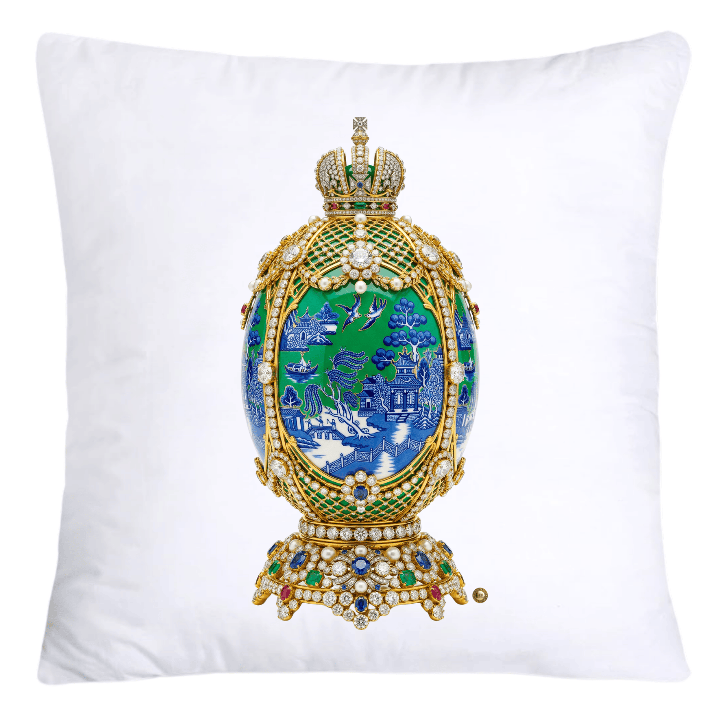 Blue and Green Willow Egg Pillow Covers 18x18-4483