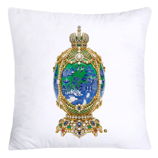 Blue and Green Willow Egg Pillow Covers 18x18-4483