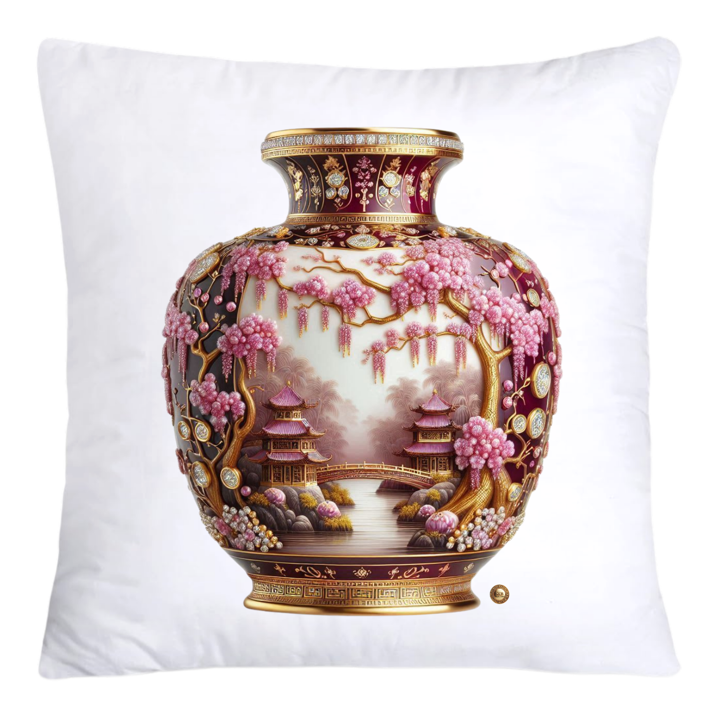 Pink Willow Chinoiserie Vase Pillow Covers 18x18-4278